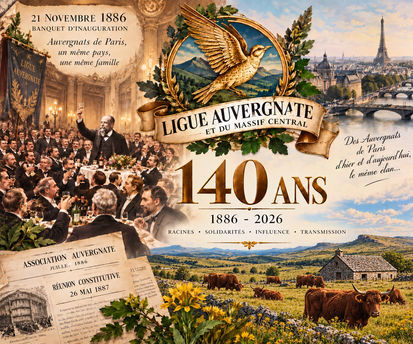 Affiche commémorative des 140 ans de la Ligue Auvergnate 1
