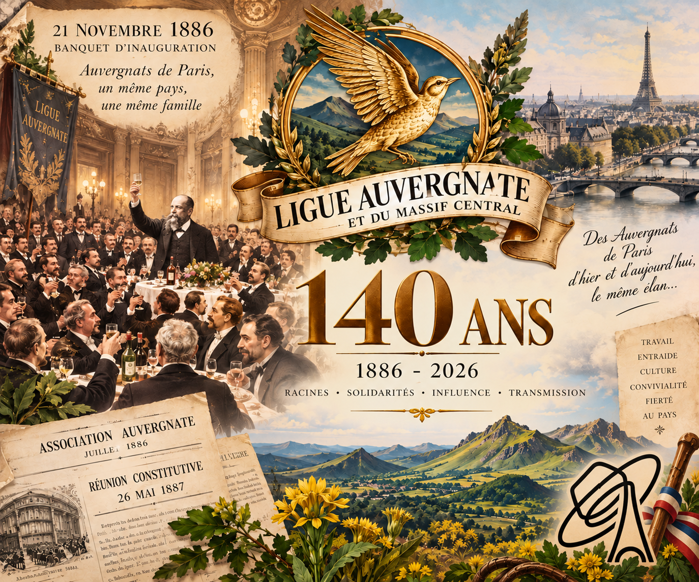 Affiche commémorative des 140 ans de la Ligue Auvergnate 1